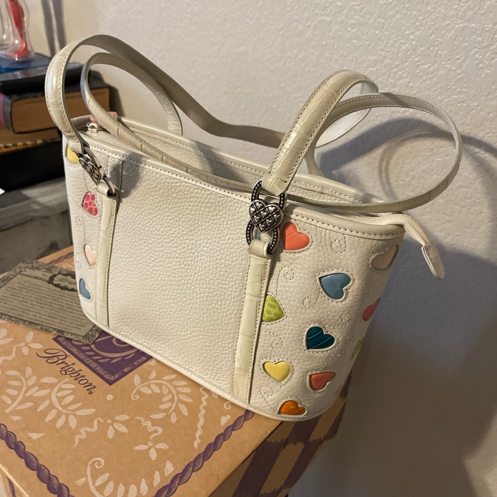 Cream and Rainbow Brighton Heart Leather Purse